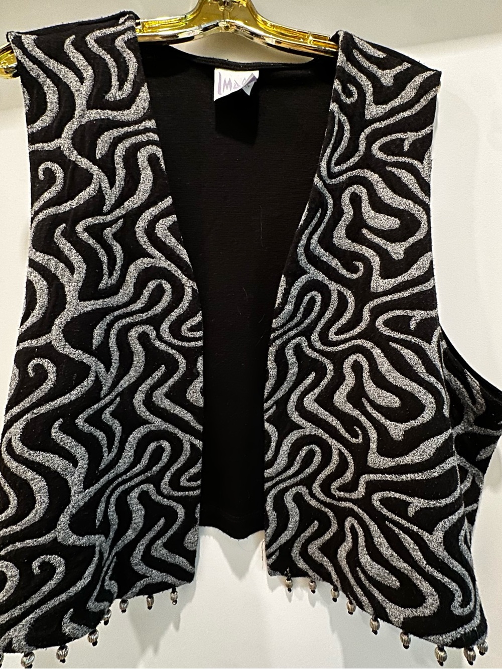 Black & Silver Beaded Patterned Vest - Women Made in Canada 🇨🇦